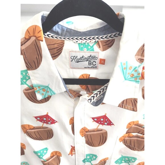 Huntington Beach Club Mens Shirt Tropical Hawaiian Short Sleeve Button Up XL - Picture 3 of 6